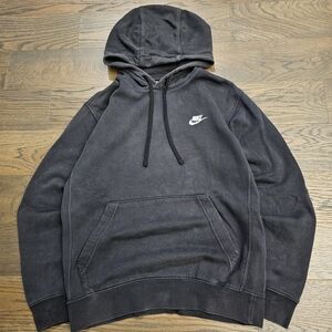 Nike Club Fleece Pullover Hoodie - Faded Black/Charcoal - Men's Size S
